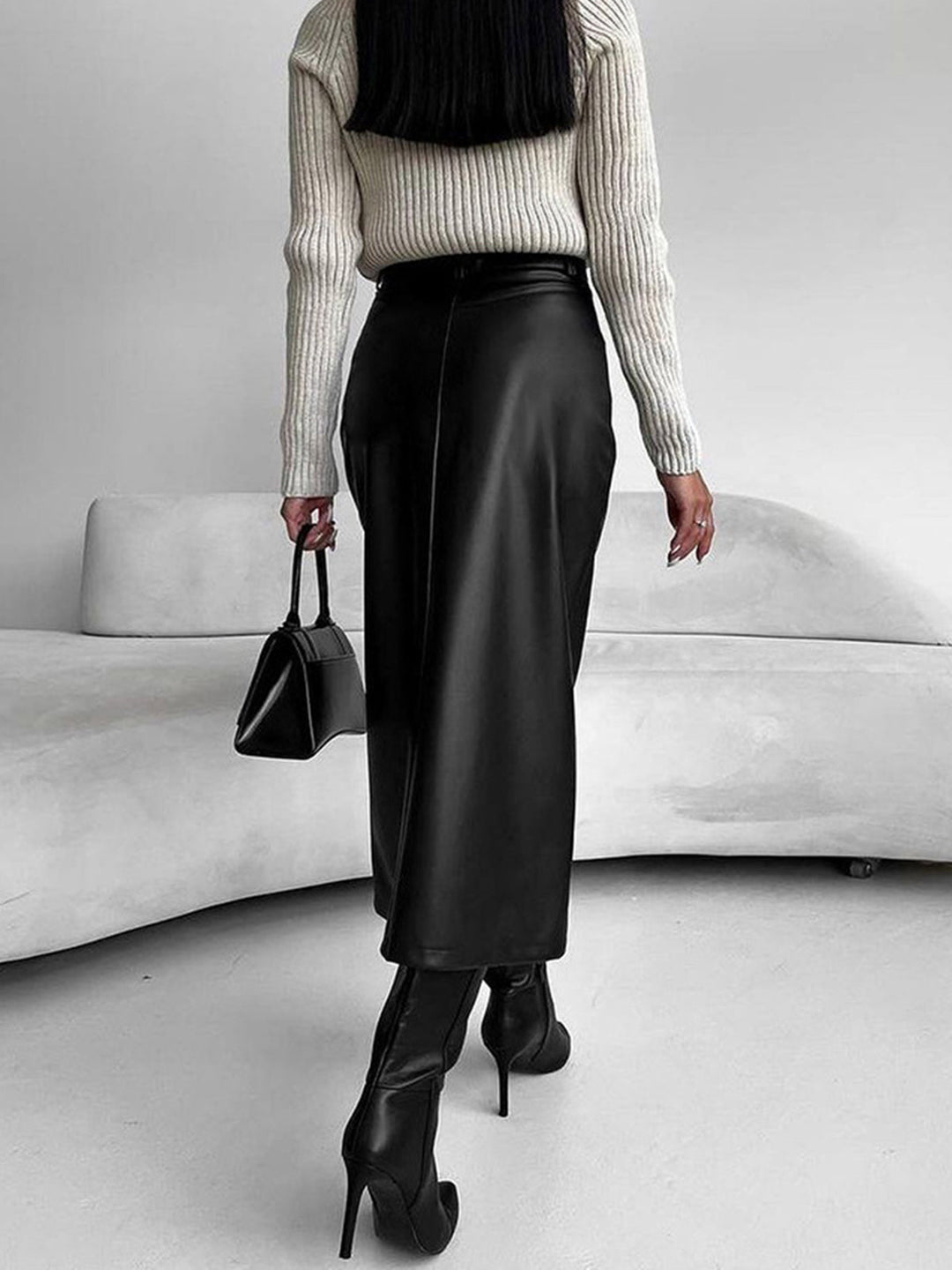 Kate | Midi Pencil Skirt with Front Slit
