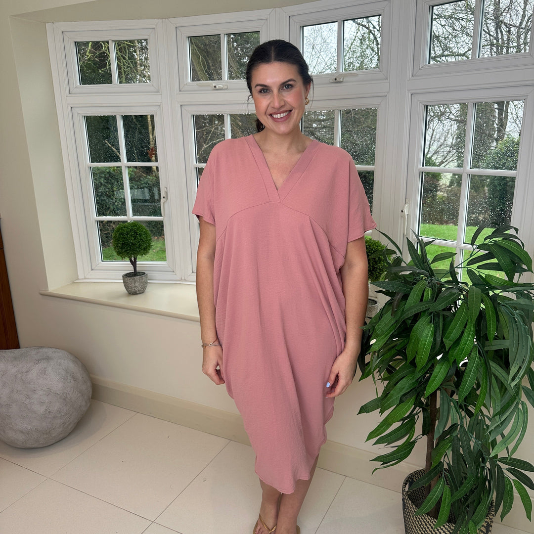 Olivia | Midi Summer Dress with V-Neck and Kimono Sleeve