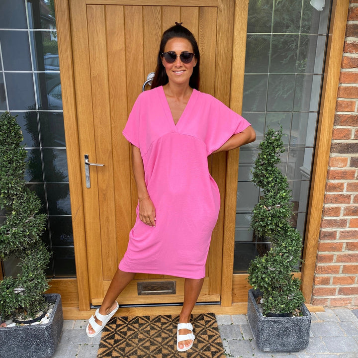 Olivia | Midi Summer Dress with V-Neck and Kimono Sleeve