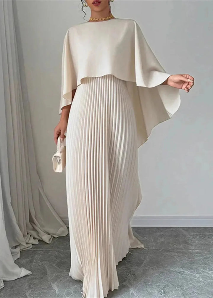 Women's Cape Style Pleated Maxi Dress