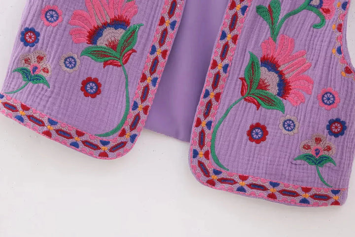 Josie | Women's Vest with Floral Embroidery and Sleeveless Cut
