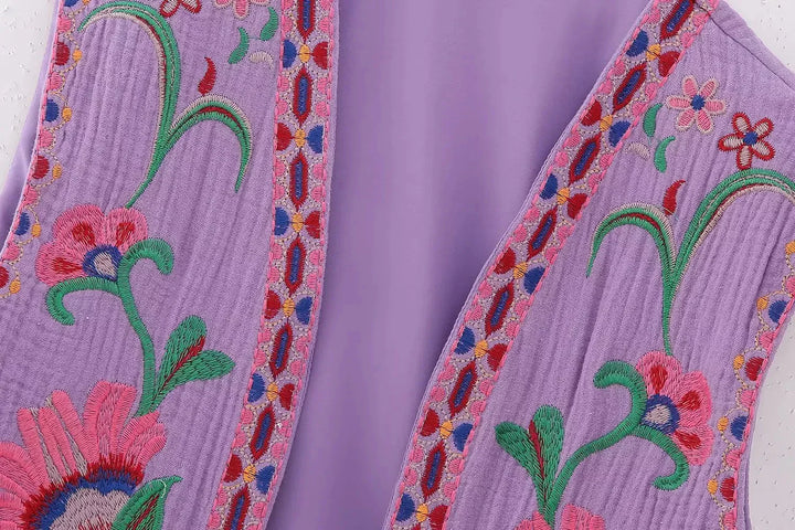Josie | Women's Vest with Floral Embroidery and Sleeveless Cut