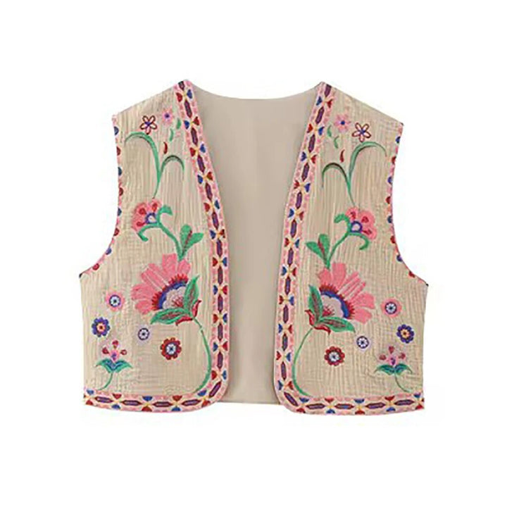 Josie | Women's Vest with Floral Embroidery and Sleeveless Cut