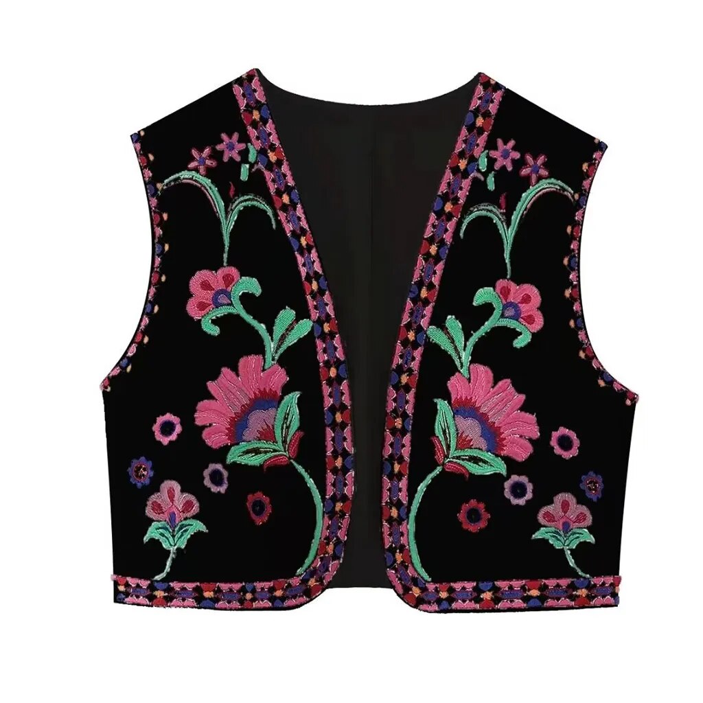 Josie | Women's Vest with Floral Embroidery and Sleeveless Cut