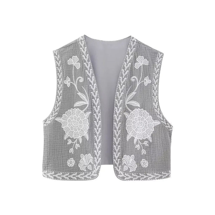 Josie | Women's Vest with Floral Embroidery and Sleeveless Cut