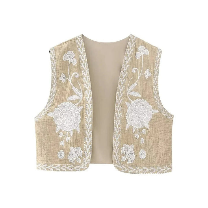 Josie | Women's Vest with Floral Embroidery and Sleeveless Cut