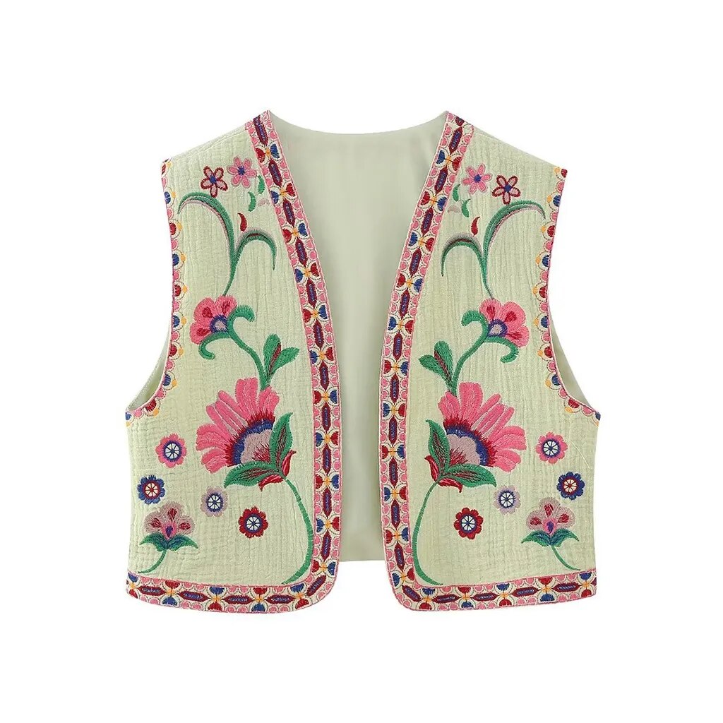 Josie | Women's Vest with Floral Embroidery and Sleeveless Cut