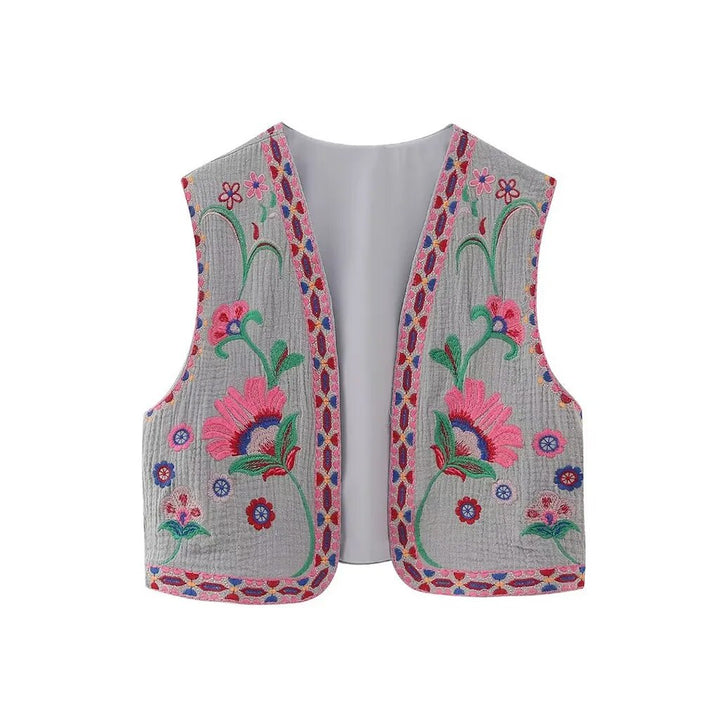 Josie | Women's Vest with Floral Embroidery and Sleeveless Cut
