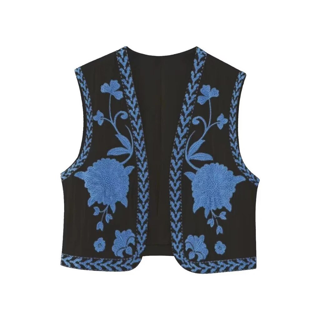 Josie | Women's Vest with Floral Embroidery and Sleeveless Cut