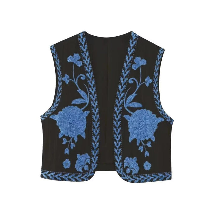 Josie | Women's Vest with Floral Embroidery and Sleeveless Cut