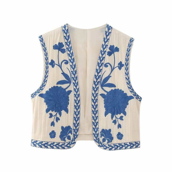 Josie | Women's Vest with Floral Embroidery and Sleeveless Cut