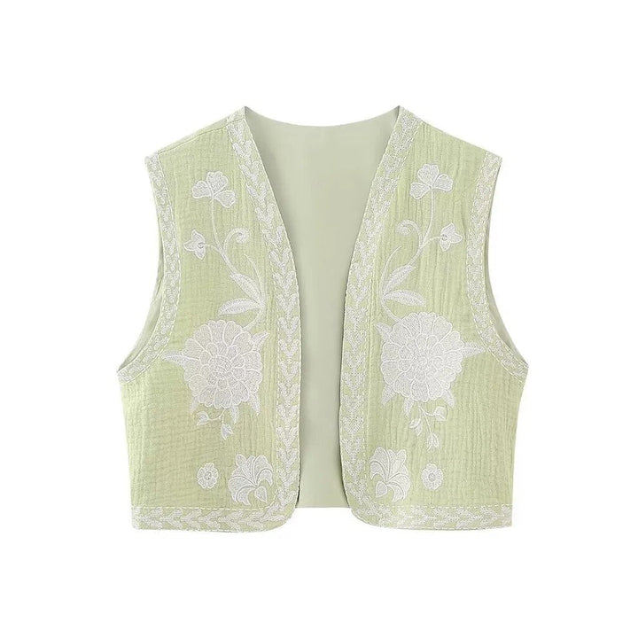 Josie | Women's Vest with Floral Embroidery and Sleeveless Cut