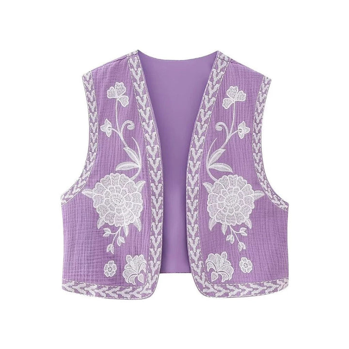 Josie | Women's Vest with Floral Embroidery and Sleeveless Cut