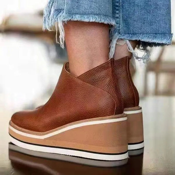 Women's Orthopedic Slip On Ankle Boots with Platform Wedge Sole