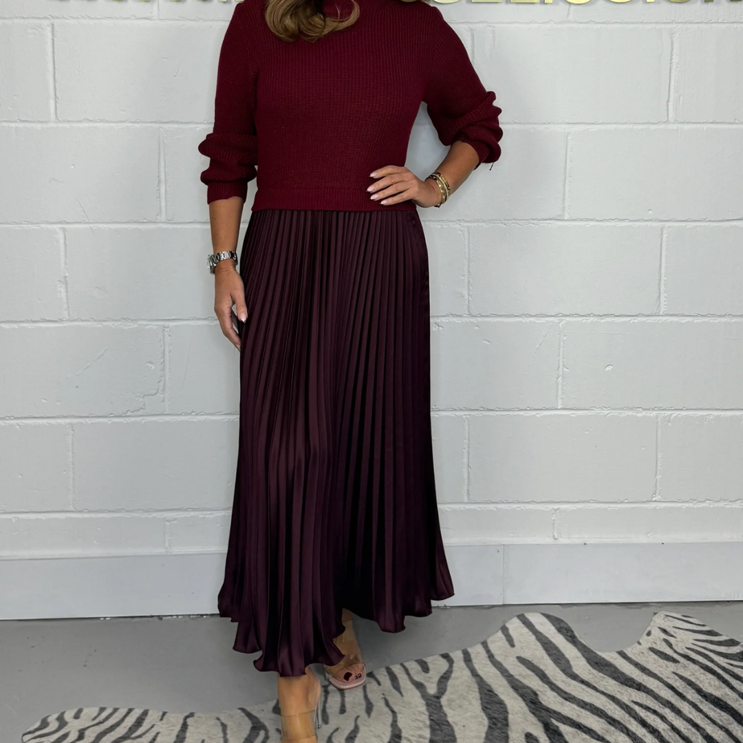 Helen | Maxi Pleated Skirt with Sweater Set