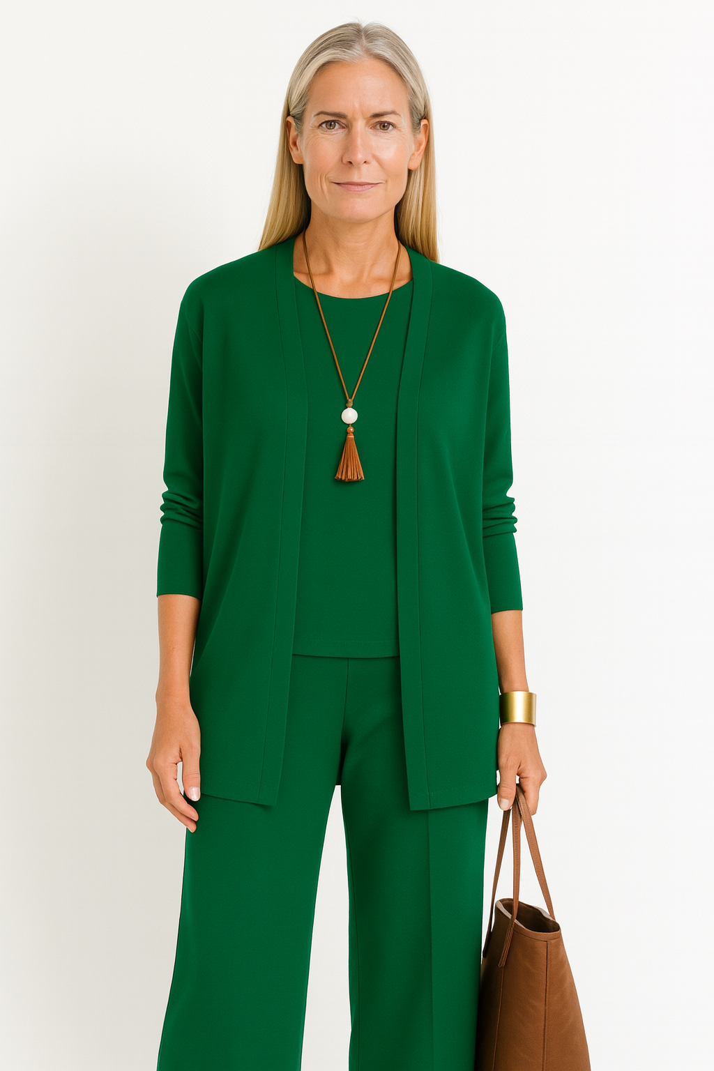 Celia | Co-ord Set with Open Cardigan and Wide Leg Trousers