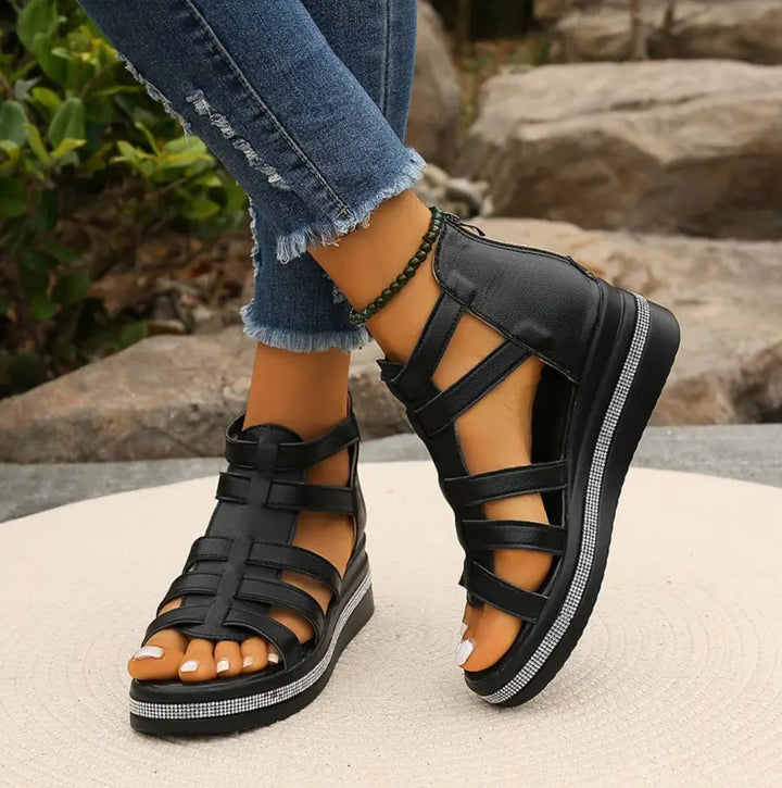 Chloe | Orthopedic Wedge Sandal with Gladiator Strap