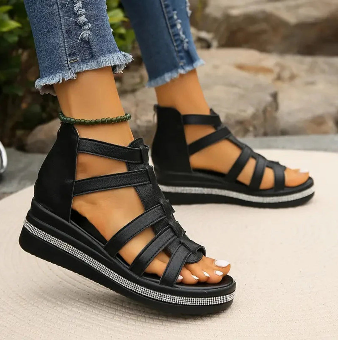 Chloe | Orthopedic Wedge Sandal with Gladiator Strap