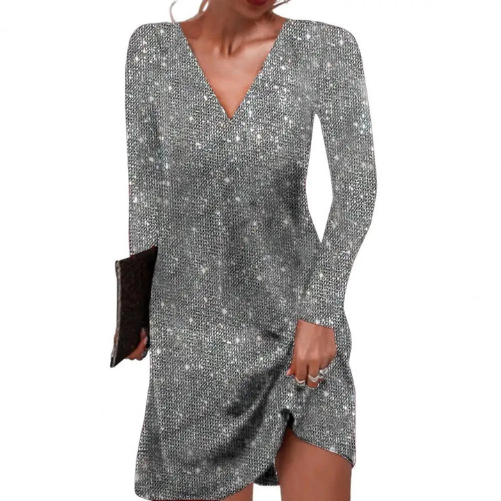 Eleanor | Mini Cocktail Dress with Sequins and V-Neck