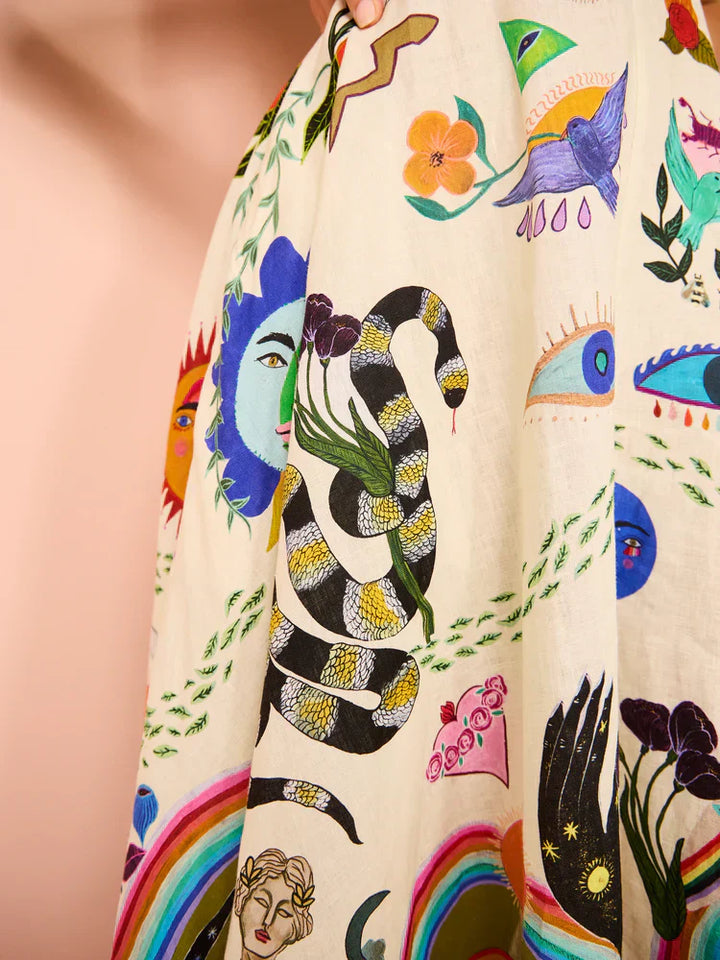 Aurelia | Maxi Summer Dress with Boho Print and Square Neck