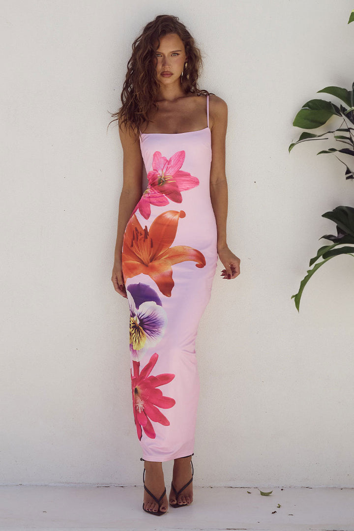 Karen | Maxi Summer Dress with Floral Print and Bodycon Fit