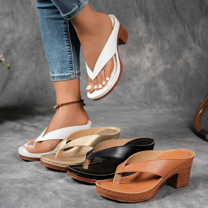 Abigail | Orthopedic Block Heel Sandal with Thong Strap