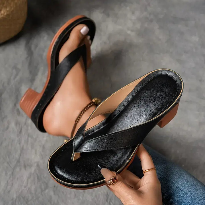 Abigail | Orthopedic Block Heel Sandal with Thong Strap