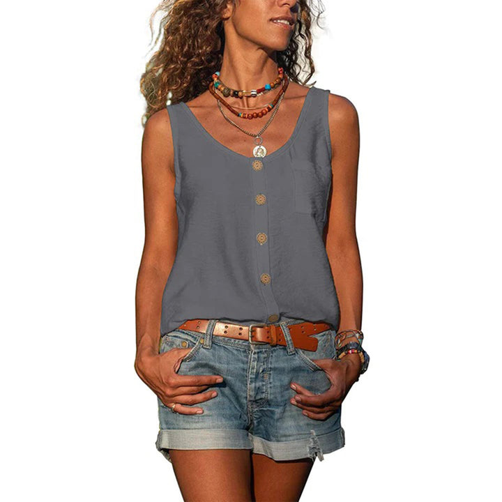 Women's Sleeveless Tank Top with Button-Up Front