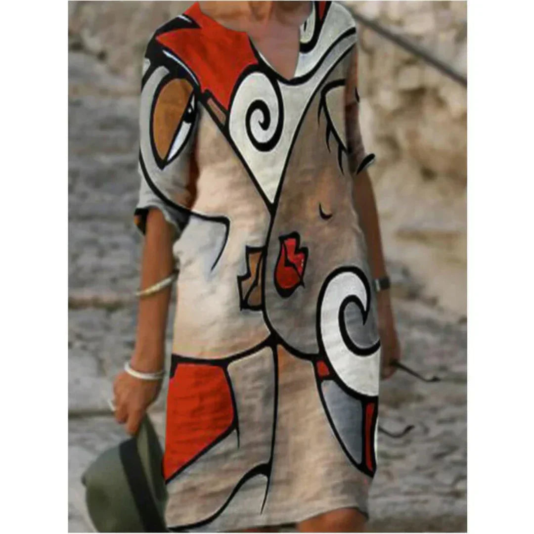 Hailey | Midi Summer Dress with Boho Print
