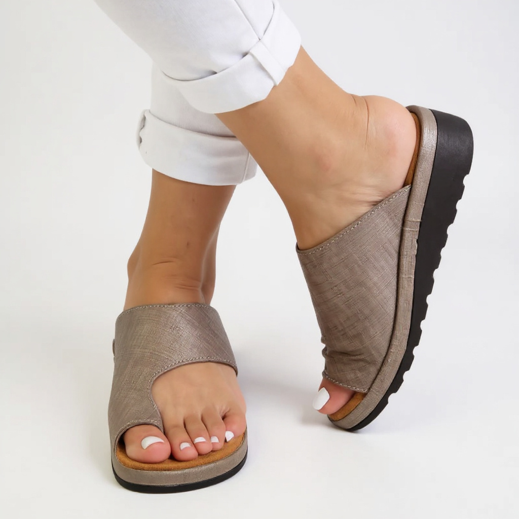 Women's Orthopedic Flat Thong Sandals with Wide Strap