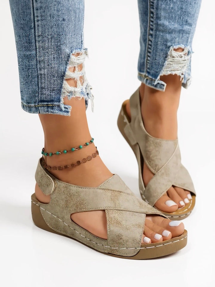 Women's Orthopedic Wedge Sandals with  Cross Strap