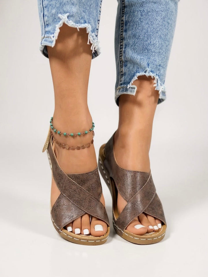 Women's Orthopedic Wedge Sandals with  Cross Strap