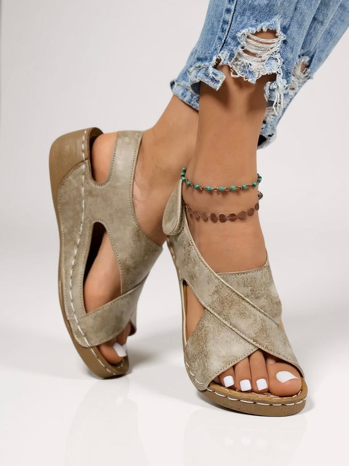 Women's Orthopedic Wedge Sandals with  Cross Strap