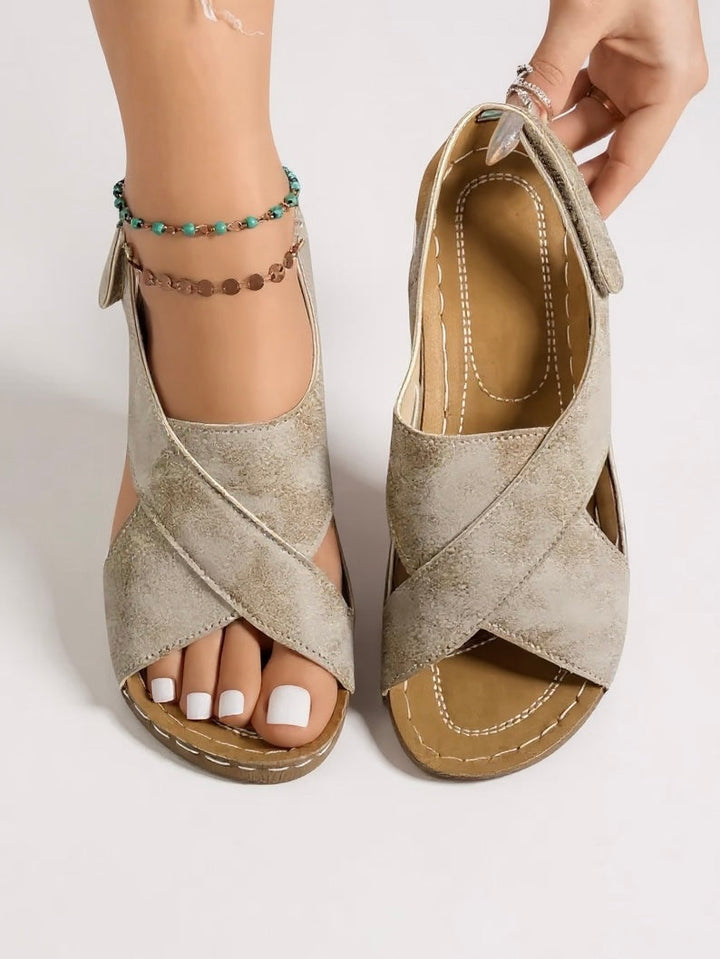 Women's Orthopedic Wedge Sandals with  Cross Strap