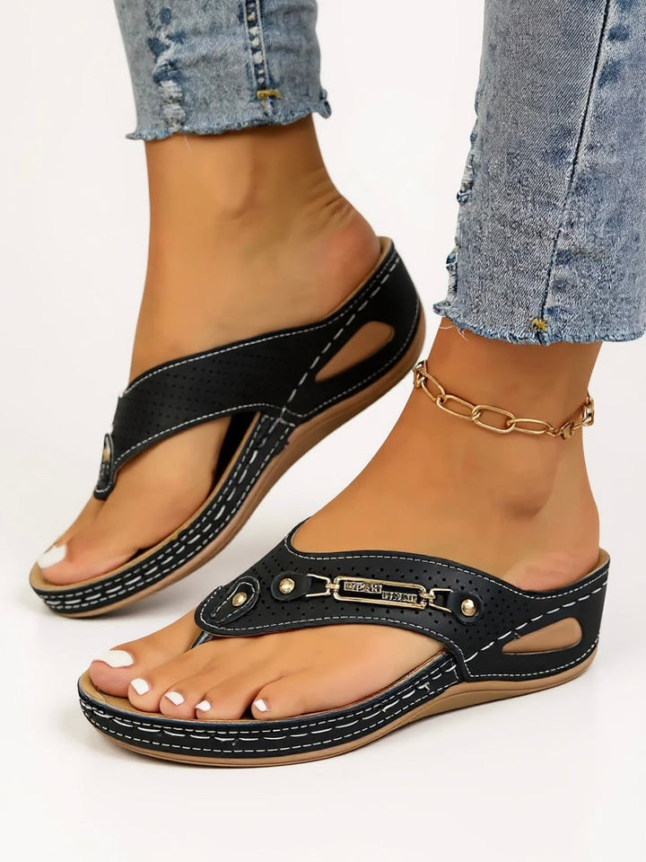 Women's Orthopedic Platform Wedge Sandals  with Thong Strap
