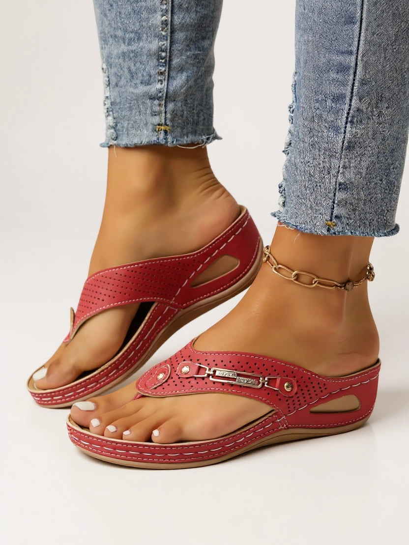 Women's Orthopedic Platform Wedge Sandals  with Thong Strap