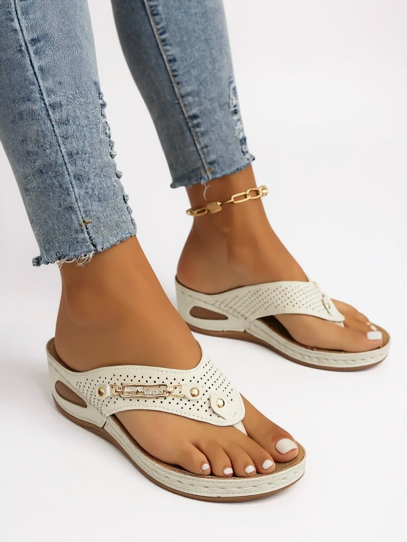 Women's Orthopedic Platform Wedge Sandals  with Thong Strap