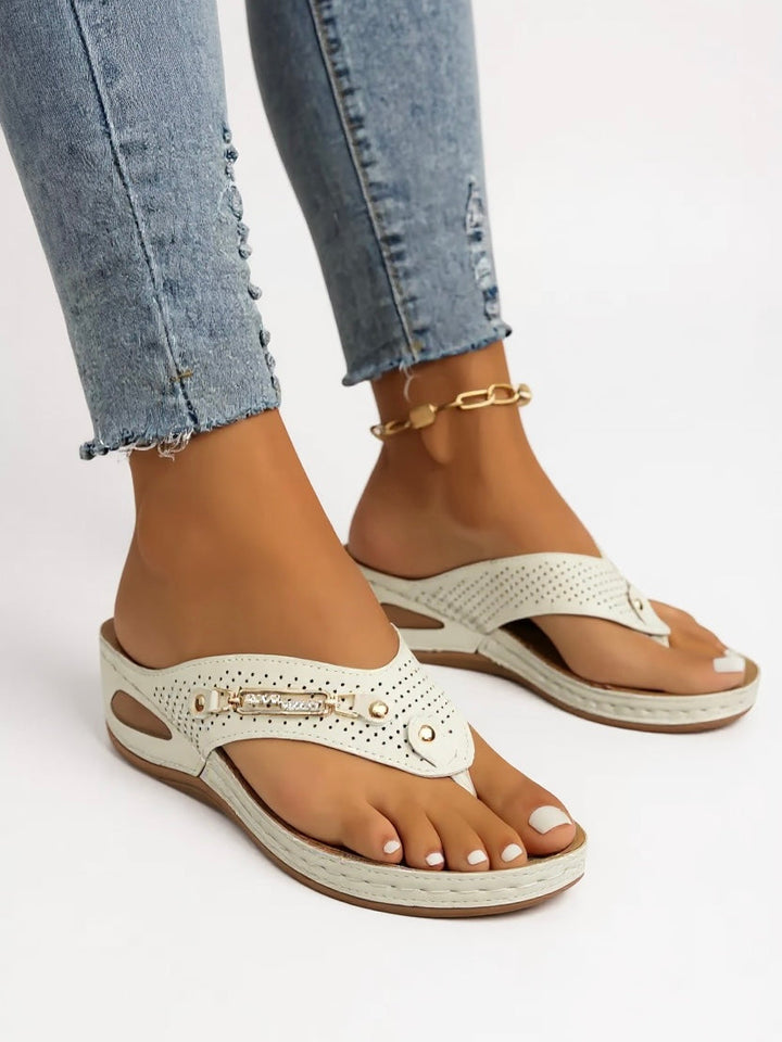 Women's Orthopedic Platform Wedge Sandals  with Thong Strap