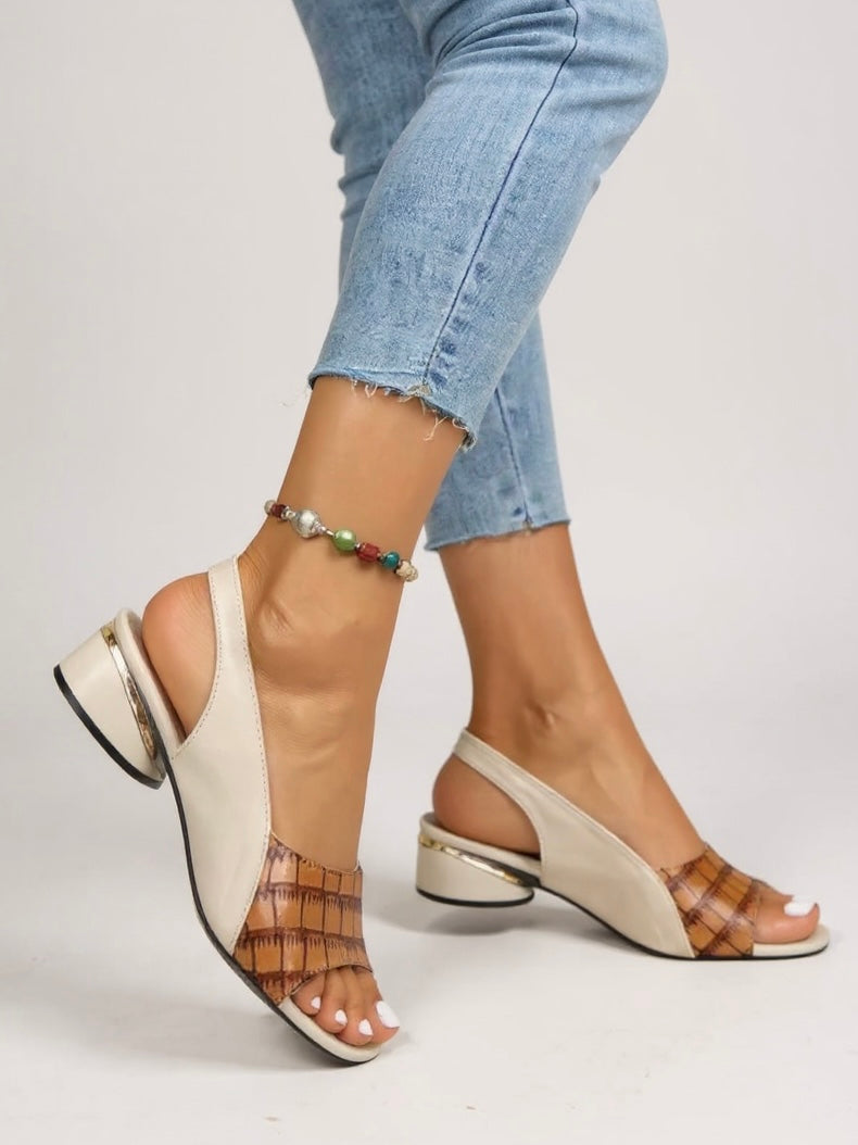 Women's Slingback Block Heel Sandals with Wide Strap