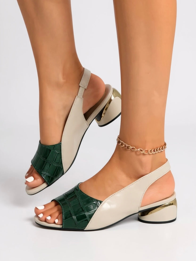 Women's Slingback Block Heel Sandals with Wide Strap