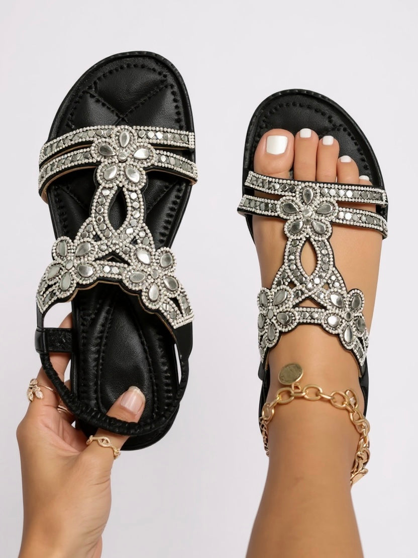 Women's Orthopedic Embellished T-Strap Sandals with Multi Strap