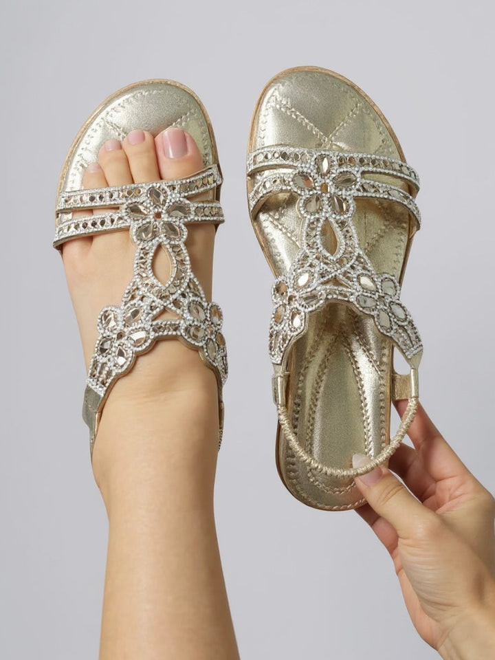 Women's Orthopedic Embellished T-Strap Sandals with Multi Strap