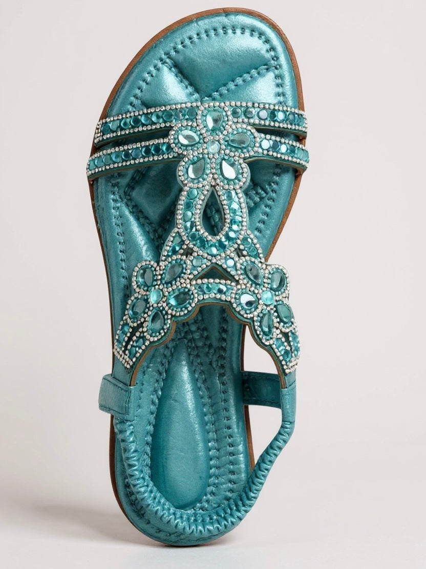 Women's Orthopedic Embellished T-Strap Sandals with Multi Strap