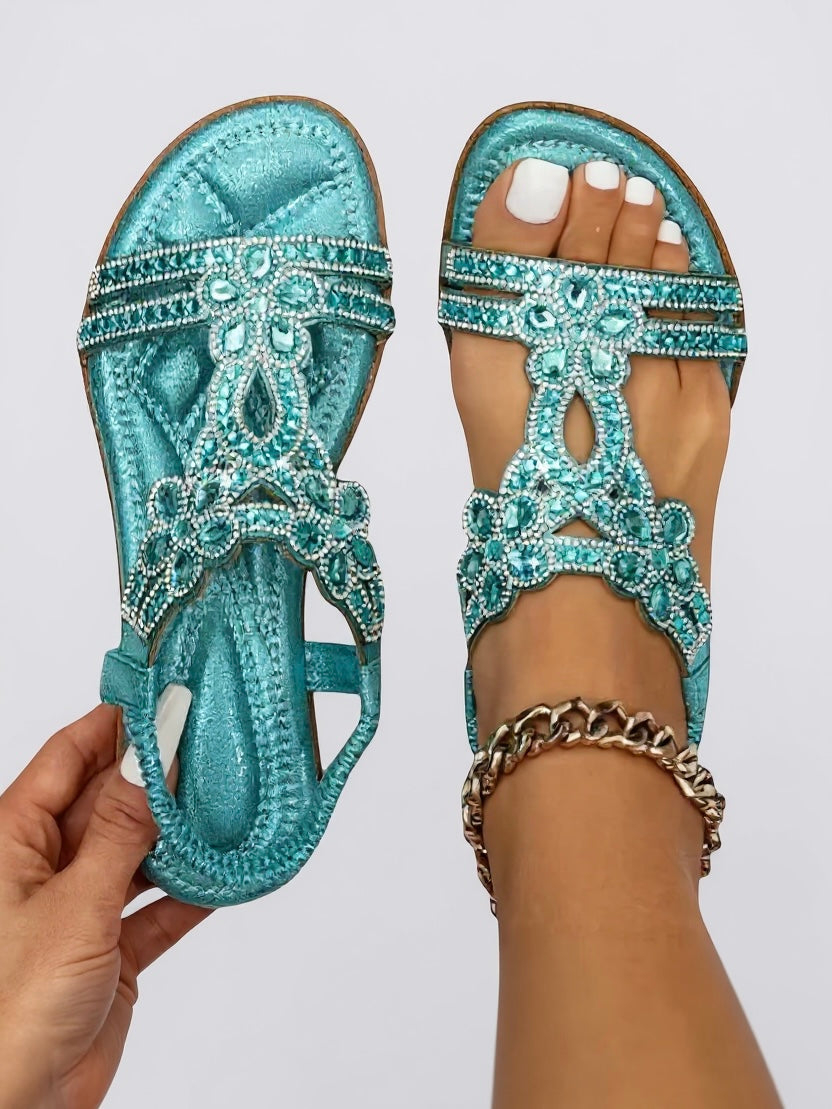 Women's Orthopedic Embellished T-Strap Sandals with Multi Strap