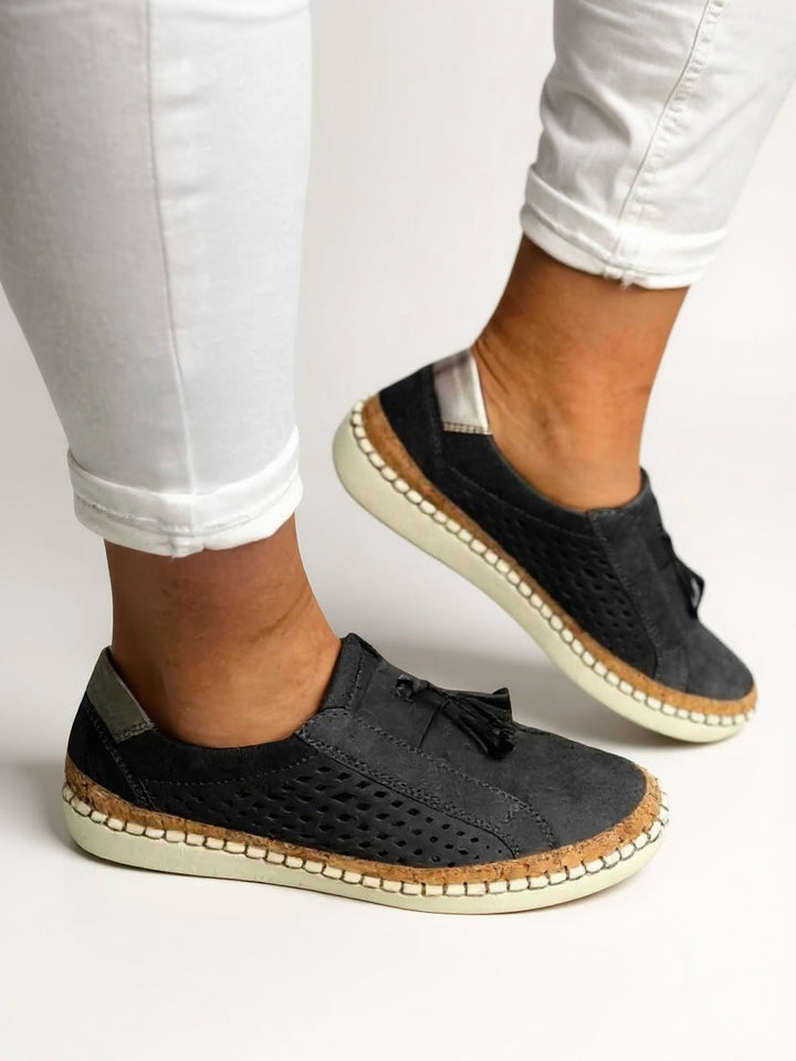 Women's Orthopedic Slip On Espadrilles with Perforated Tassel