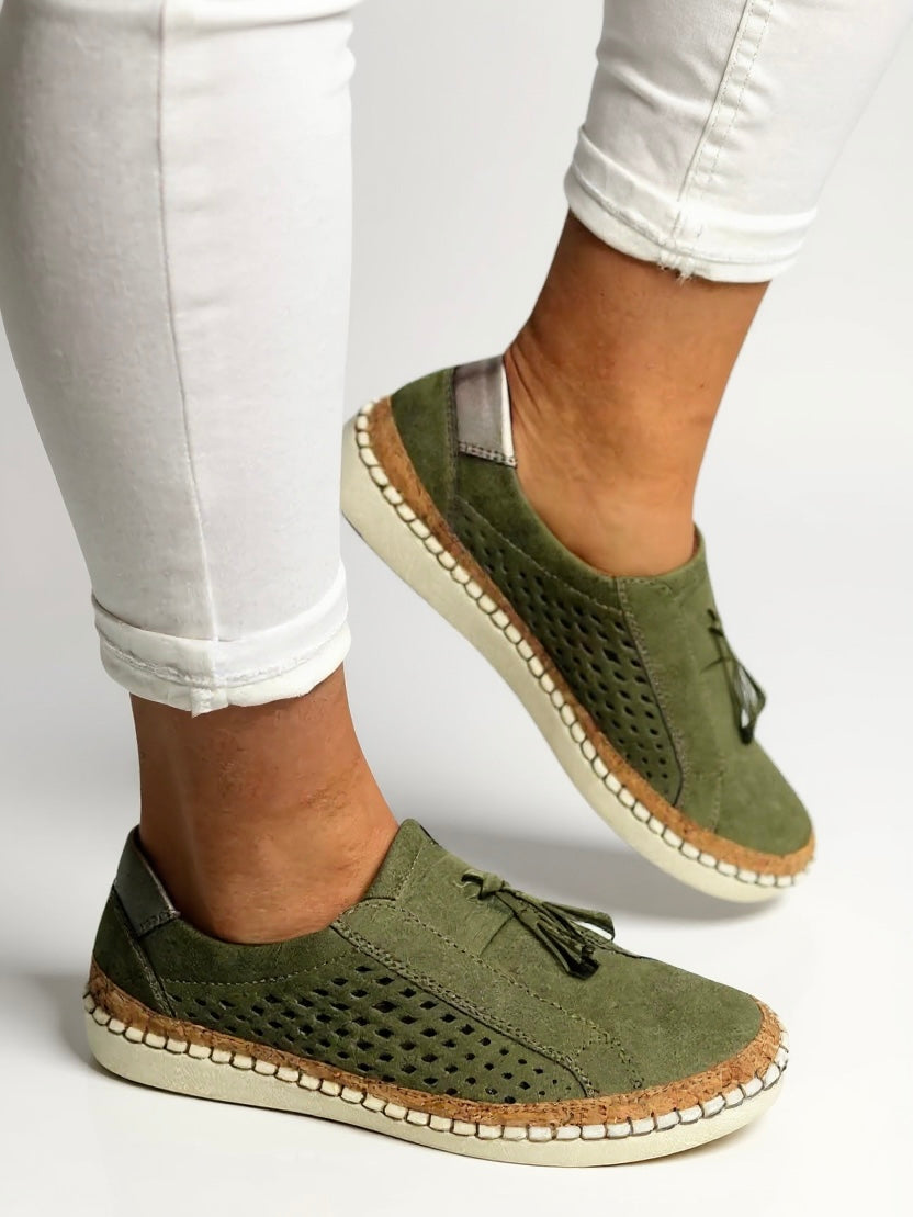 Women's Orthopedic Slip On Espadrilles with Perforated Tassel