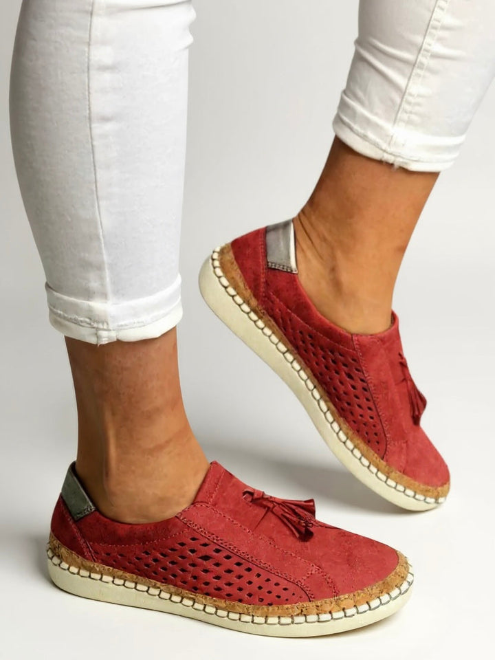 Women's Orthopedic Slip On Espadrilles with Perforated Tassel