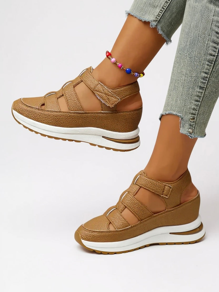Women's Orthopedic Closed Toe Platform Sandals with Cutout Sections