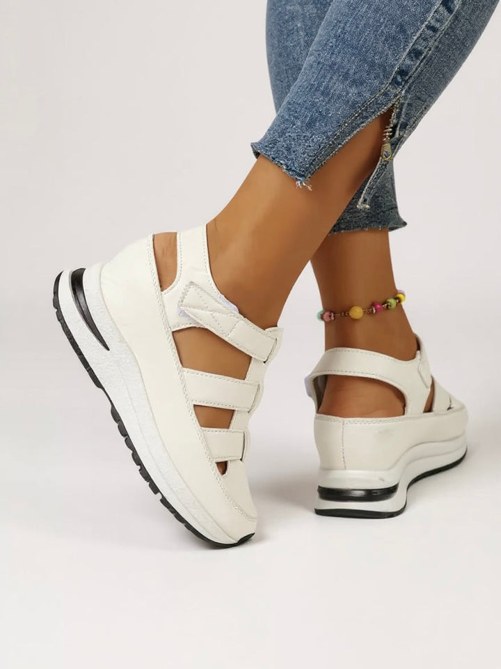 Women's Orthopedic Closed Toe Platform Sandals with Cutout Sections