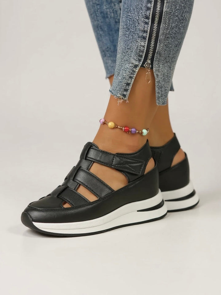Women's Orthopedic Closed Toe Platform Sandals with Cutout Sections